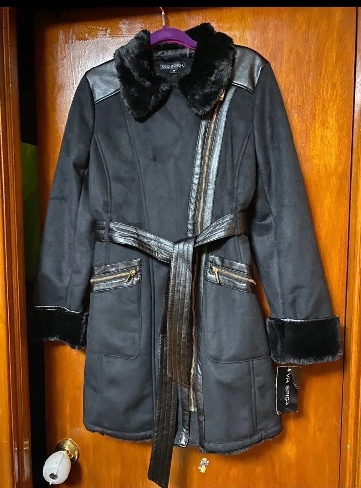 Via Spiga LEATHER & Suede Faux Shearling
