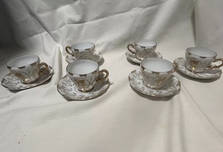 Sterling China Japan’s gold and white tea cup and saucer set