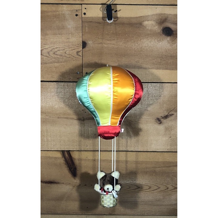 Vintage Russ Soft Sculpture Rainbow Hot Air Balloon Plush Bear Stuffed Animal