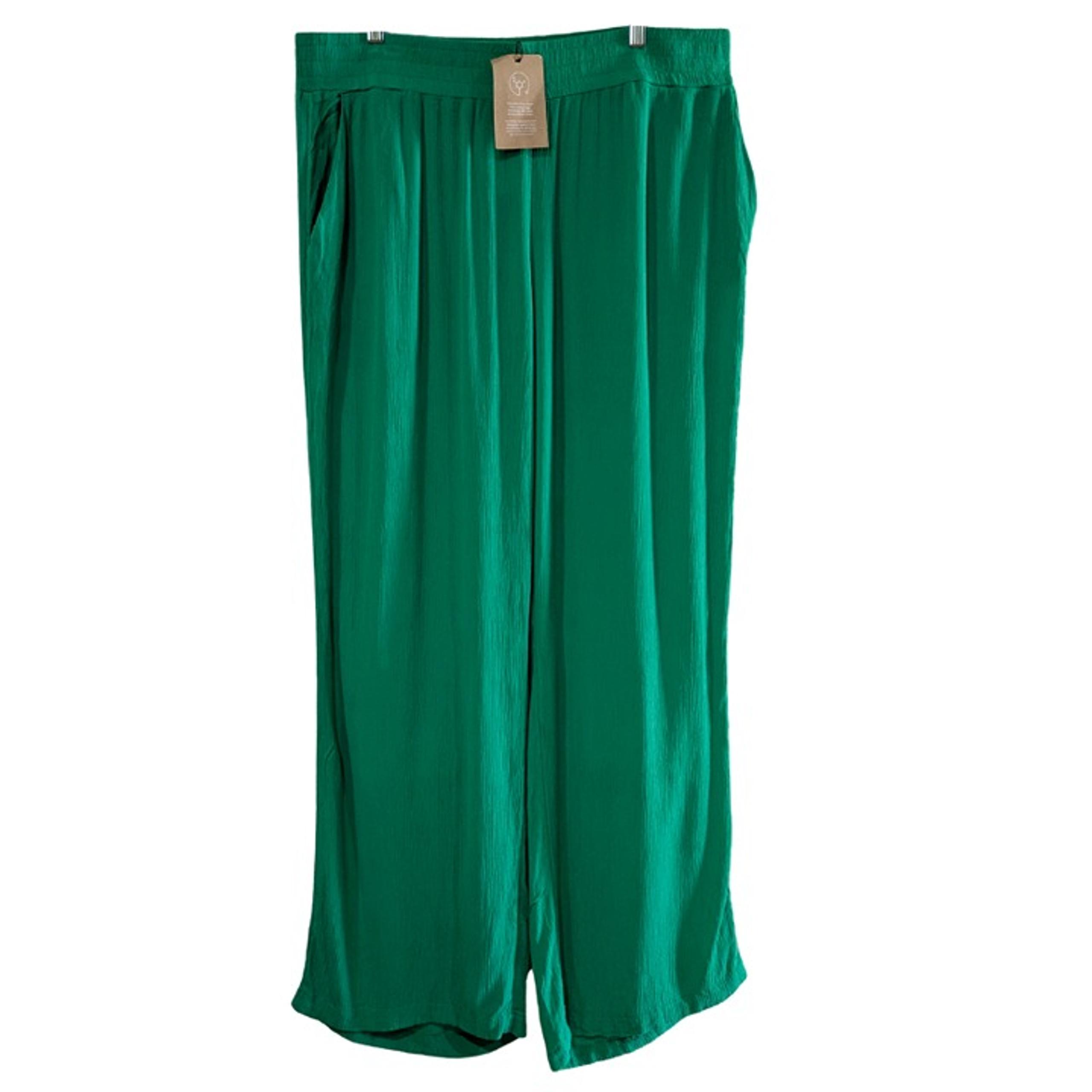 Vero Moda Curve Women's Green Wide Leg Pants, 100% Lenzing Ecovero, Size 18, NWT