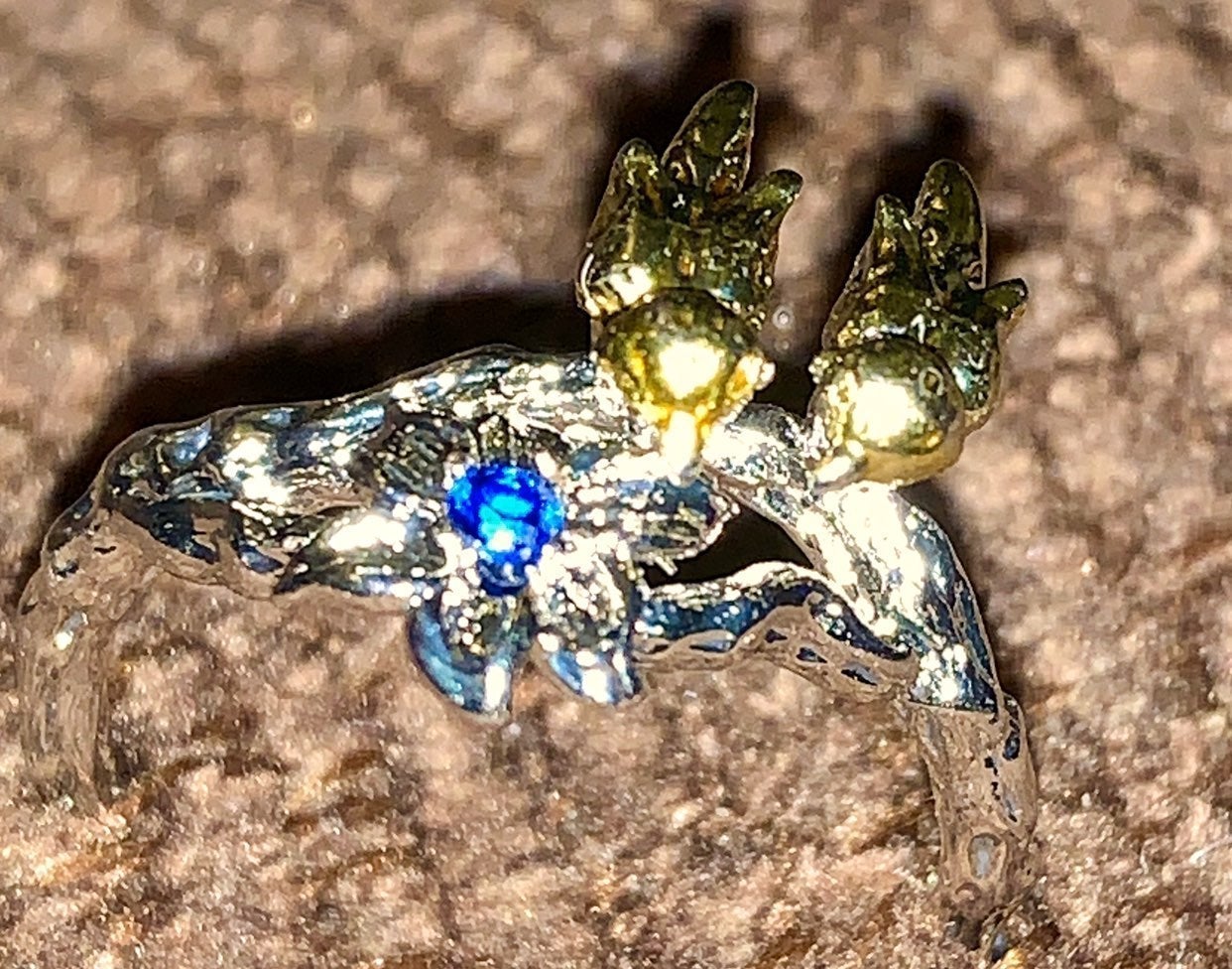 Antique sterling birdie ring