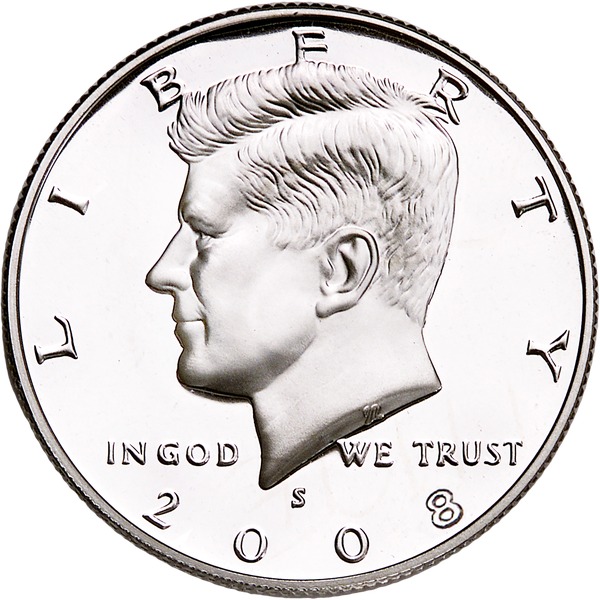 2008 S Silver Kennedy half dollar proof coin