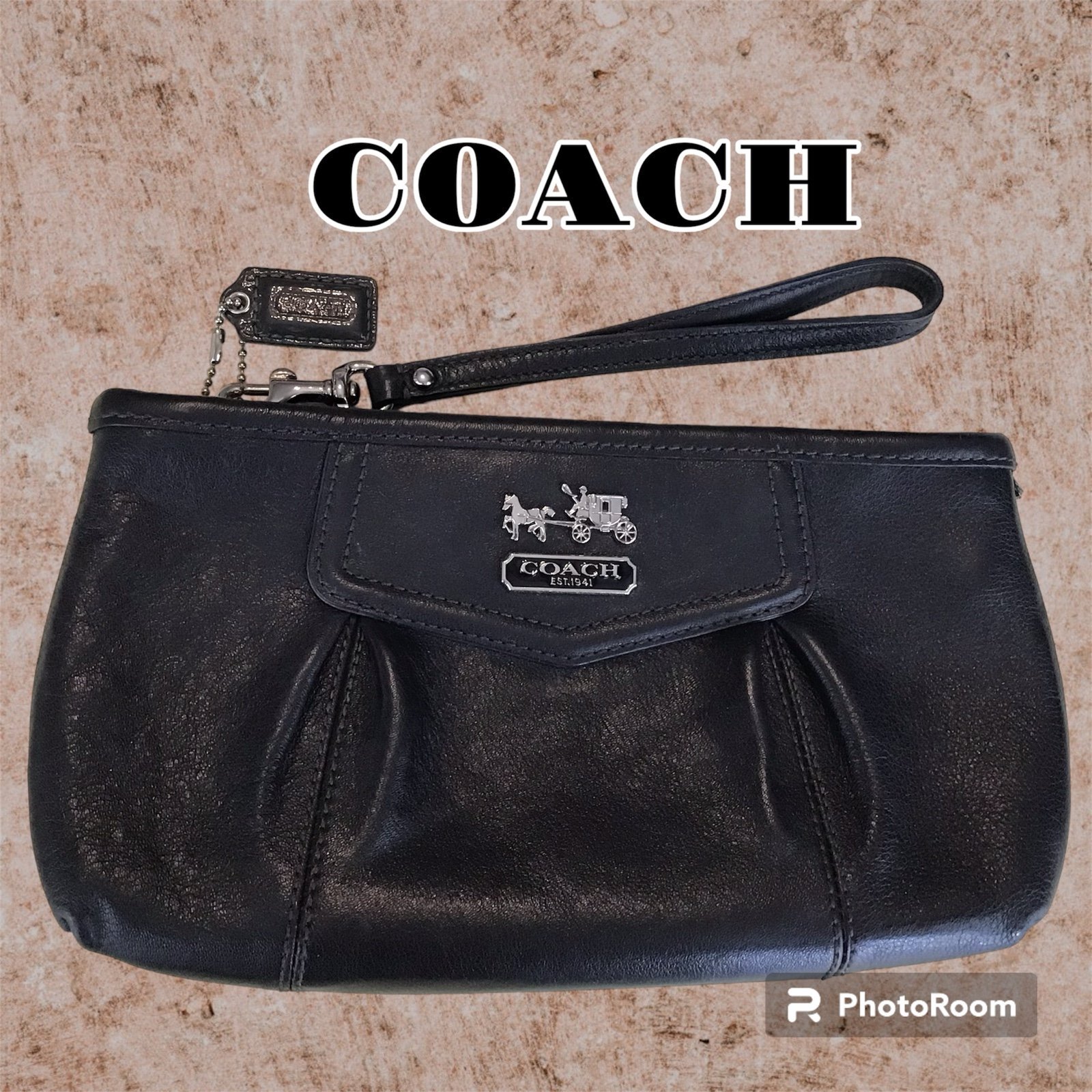 Coach Black Leather Wristlet
