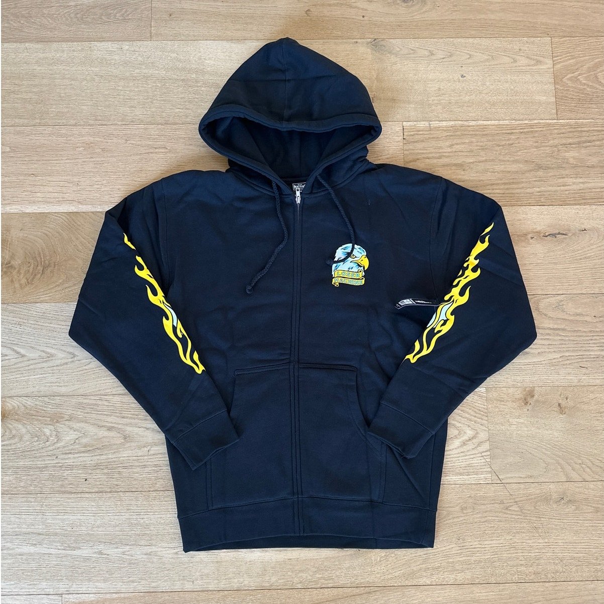 Loser Machine - Chrome Covers Fleece Zip Front Hoodie in Black Yellow & Blue