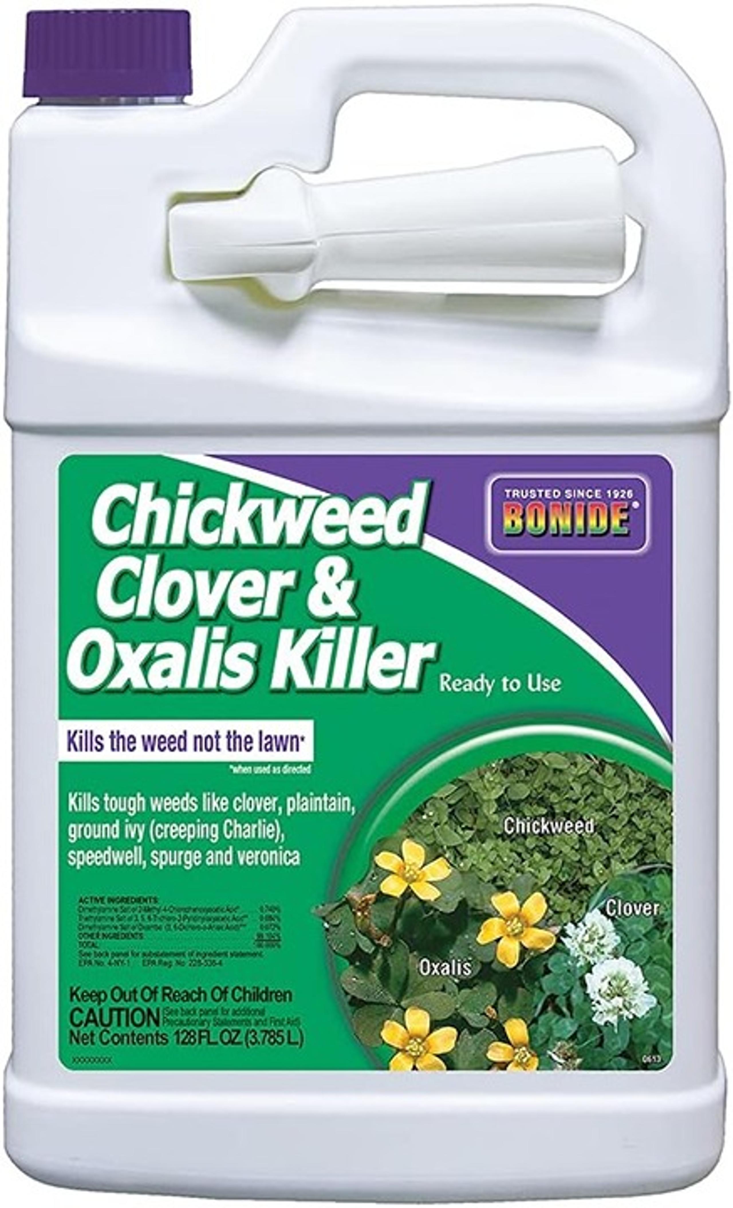 Bonide Chickweed, Clover & Oxalis Killer, 128 oz Ready-to-Use Spray, Controls