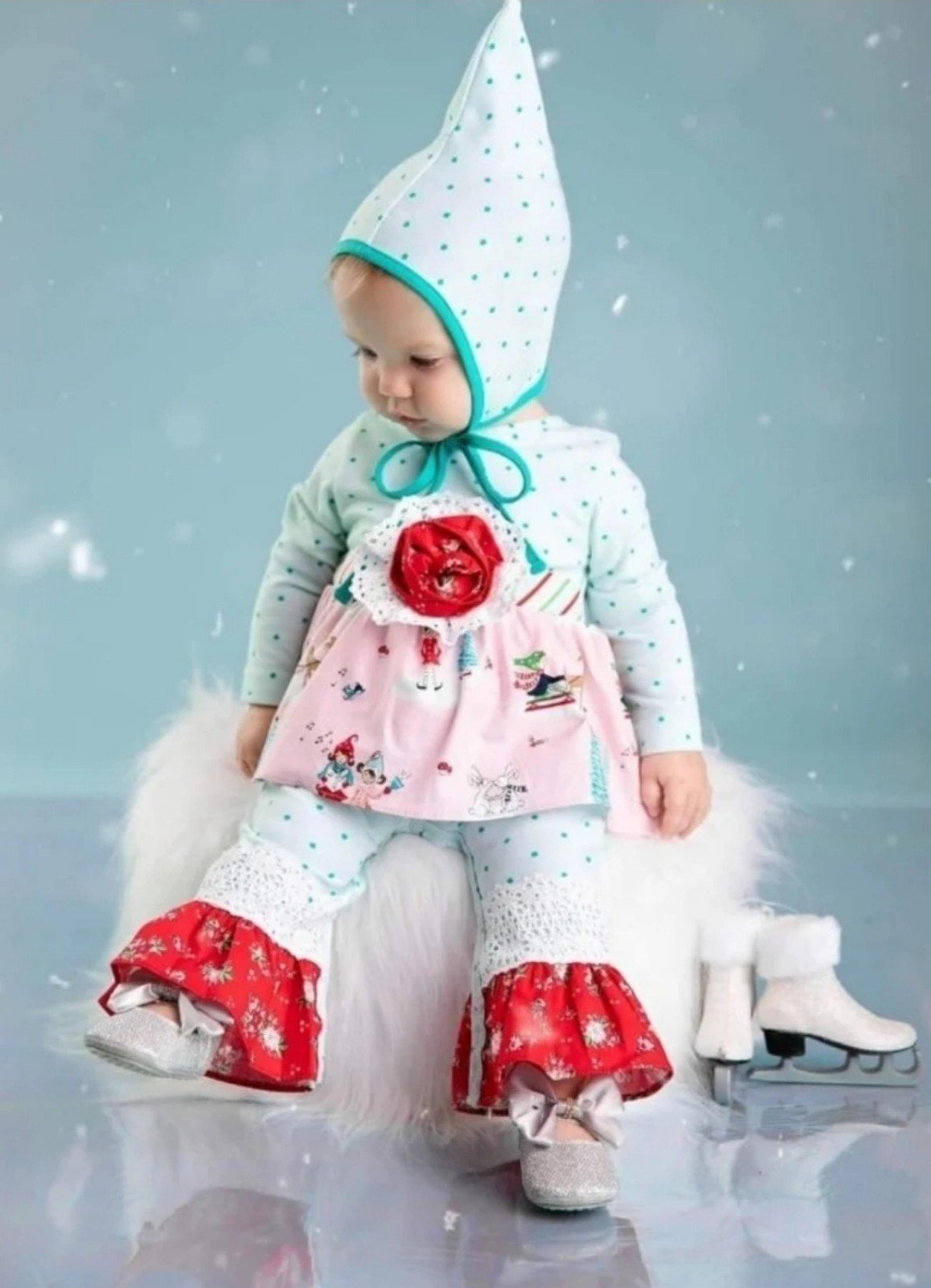 Ricrac & Ruffles Christmas Romper Hat Size 24 Months