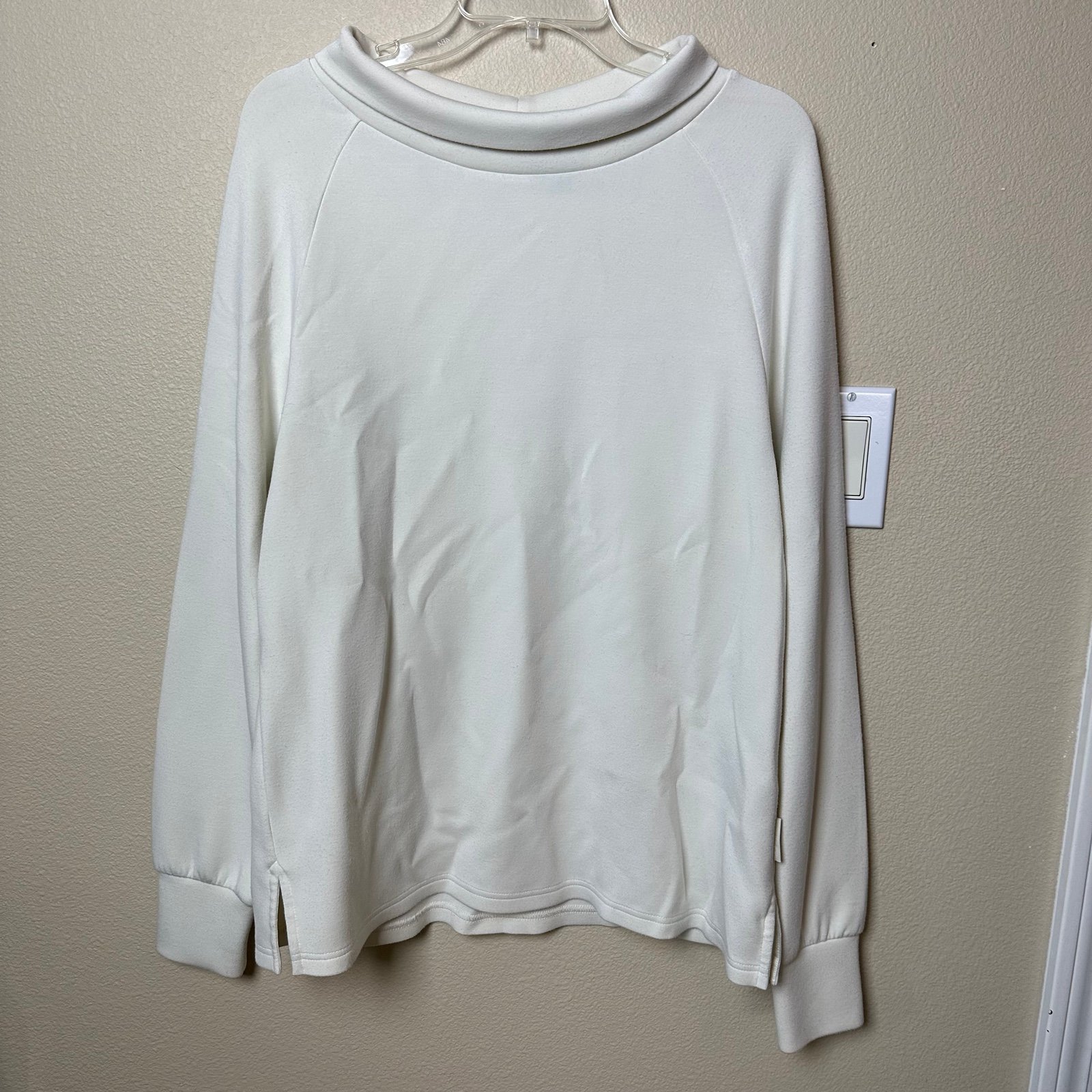 Varley Ribbed Cuff & Hem Turtleneck Cowl Sweater Long Sleeve Ivory | Size M