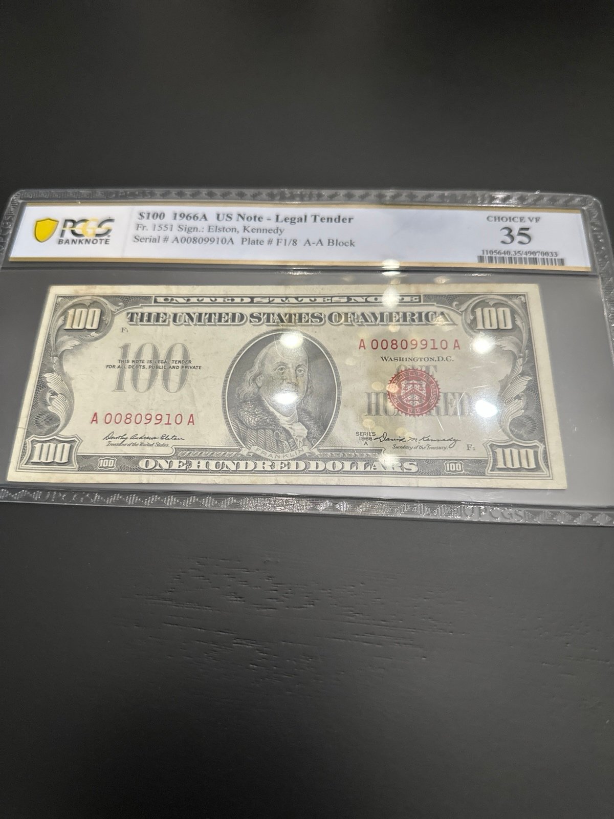 1966 one hundred dollar brown seal grade 35