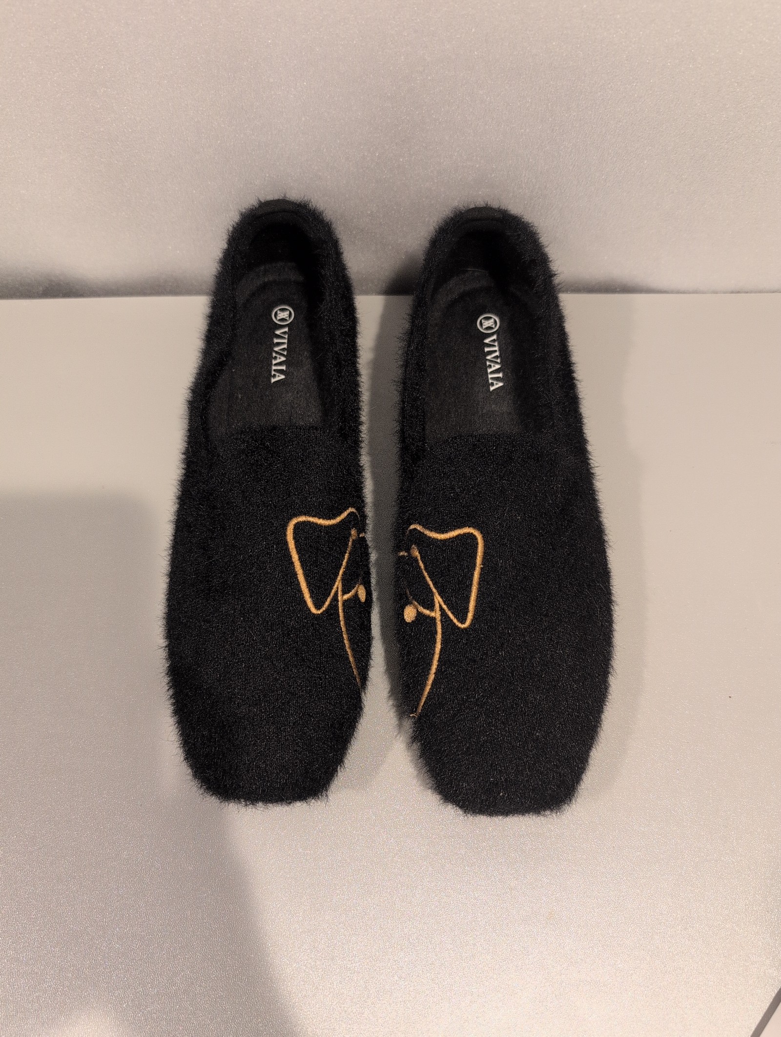 Vivaia Square-Toe Faux Mink-Knit Loafers Size 41 Warm Loafers