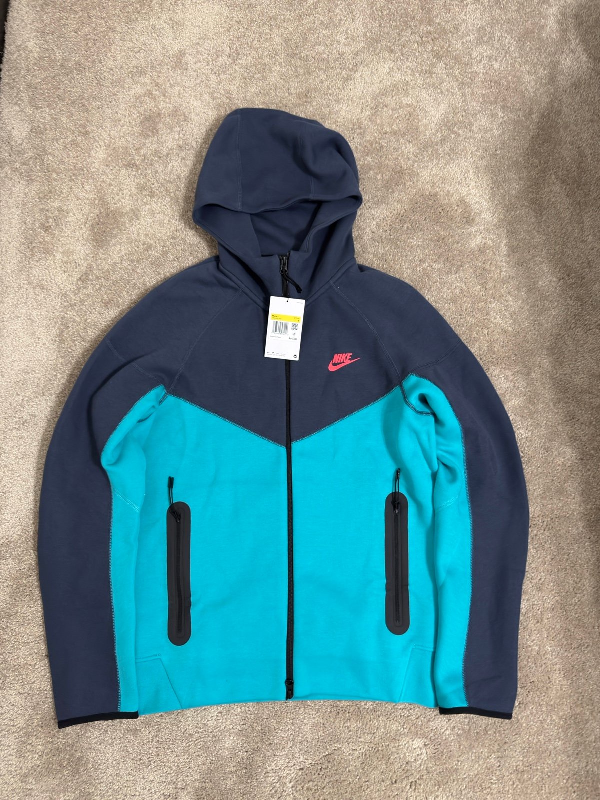 Nike Tech Fleece Full Zip Hoodie Men’s Small Teal Navy NWT HF4432-345