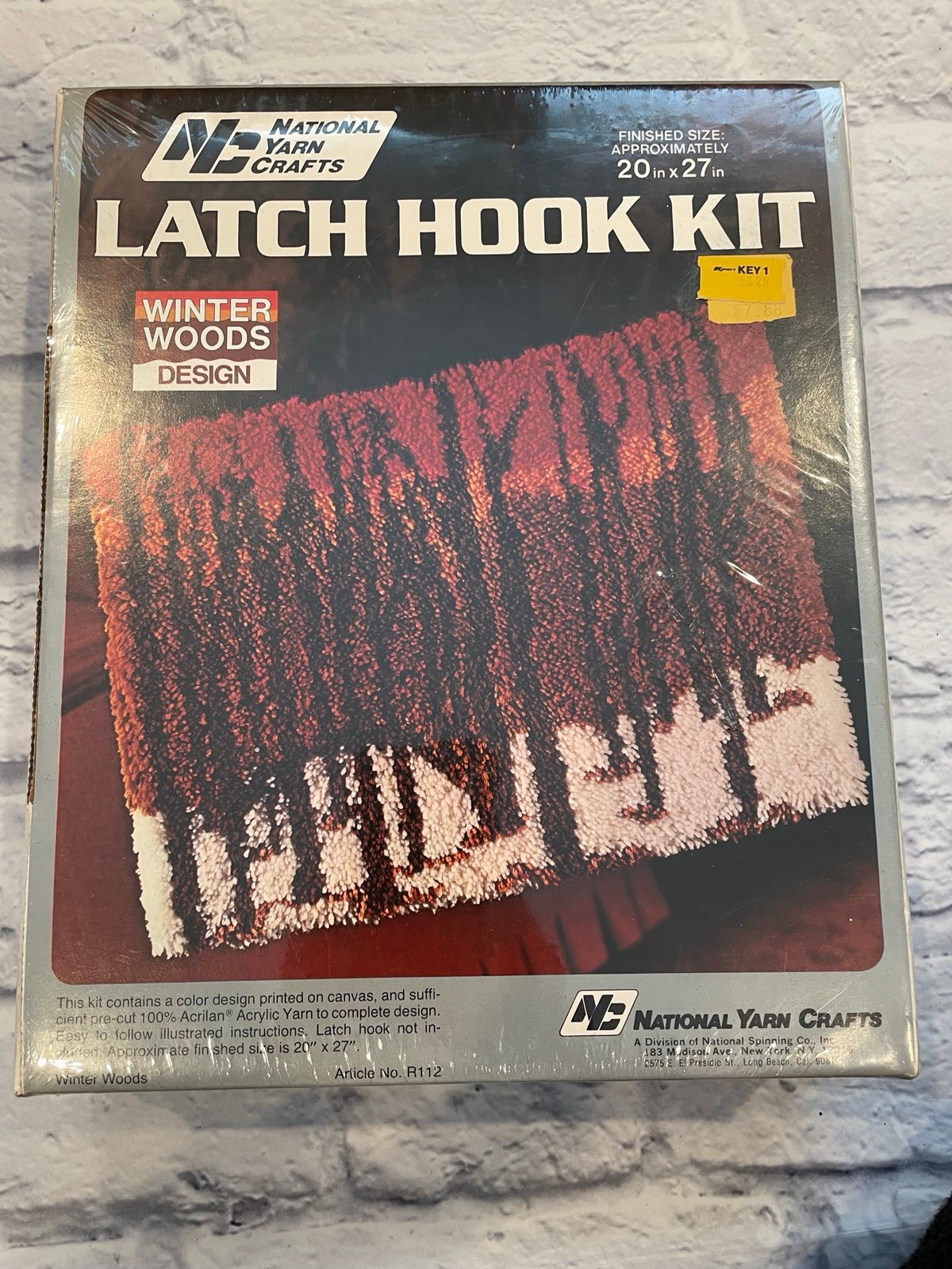 Vintage MCM latch hook rug kit hanging winter woods new