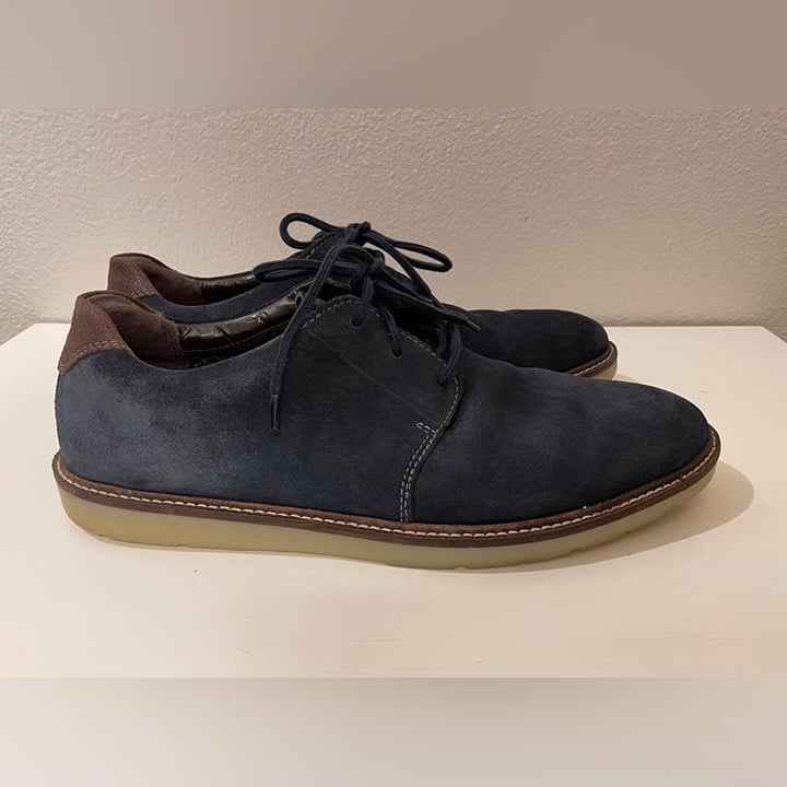Clarks Men’s Grandin Plain Navy Suede Shoes Size 10