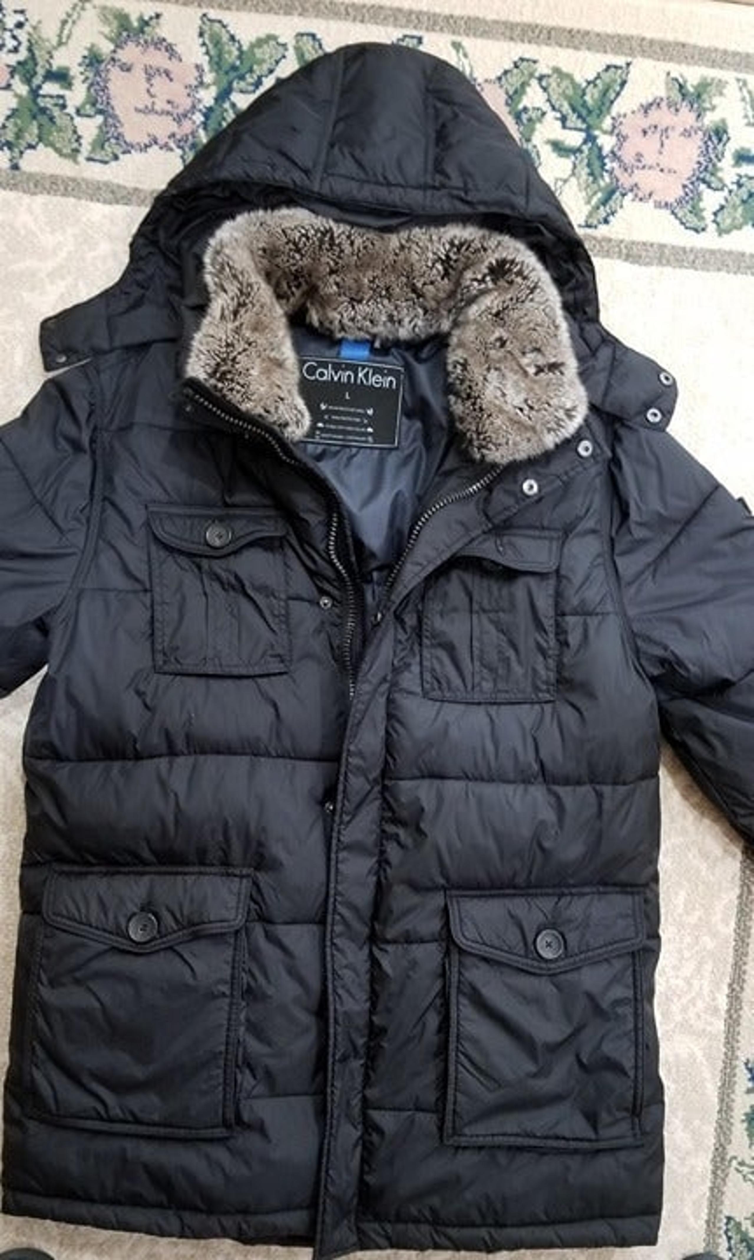 Calvin Klein Men's Black Winter Puffer Coat / Parka With Hooded Size L