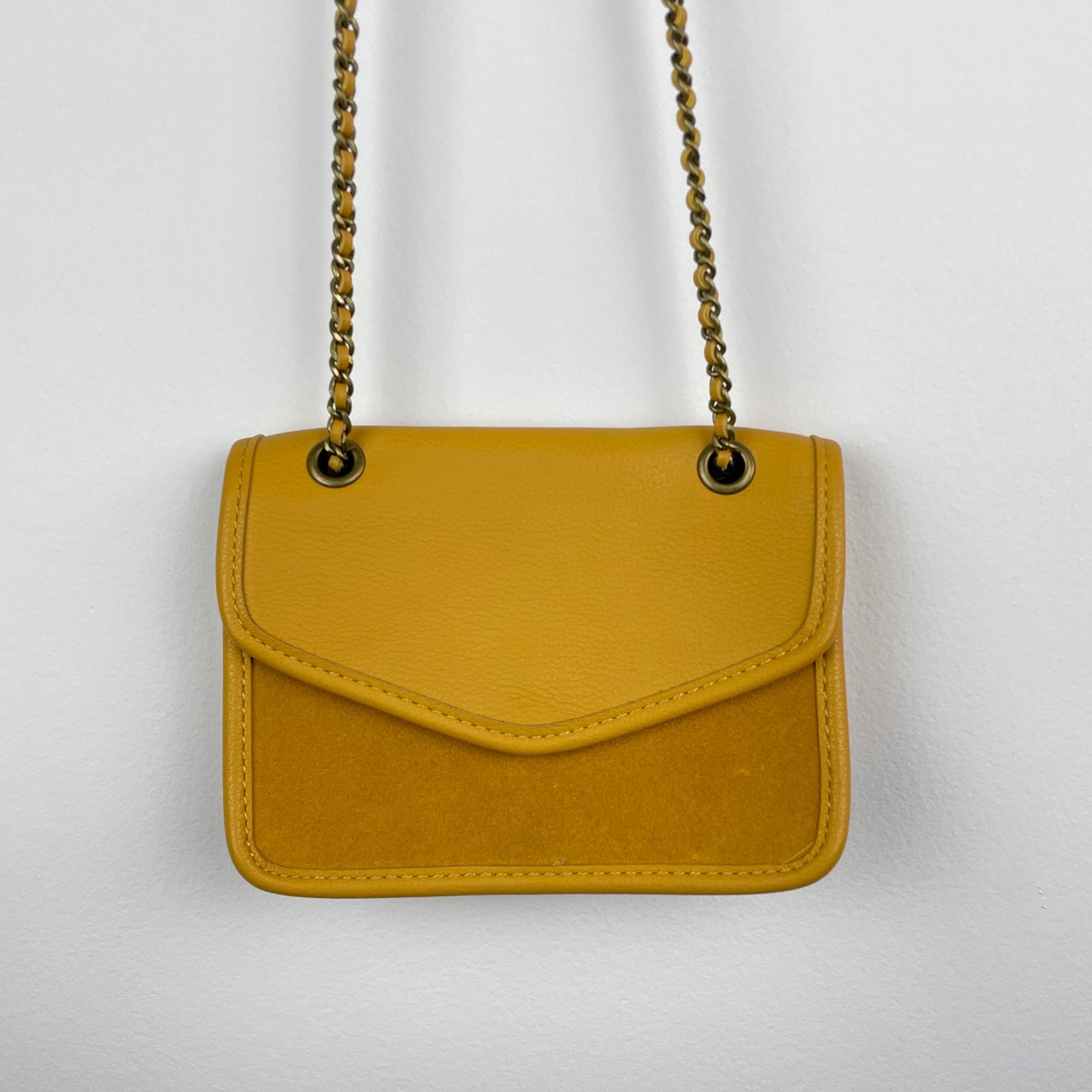 American Eagle Crossbody Mustard Yellow Tan Suede Bag - See Cond