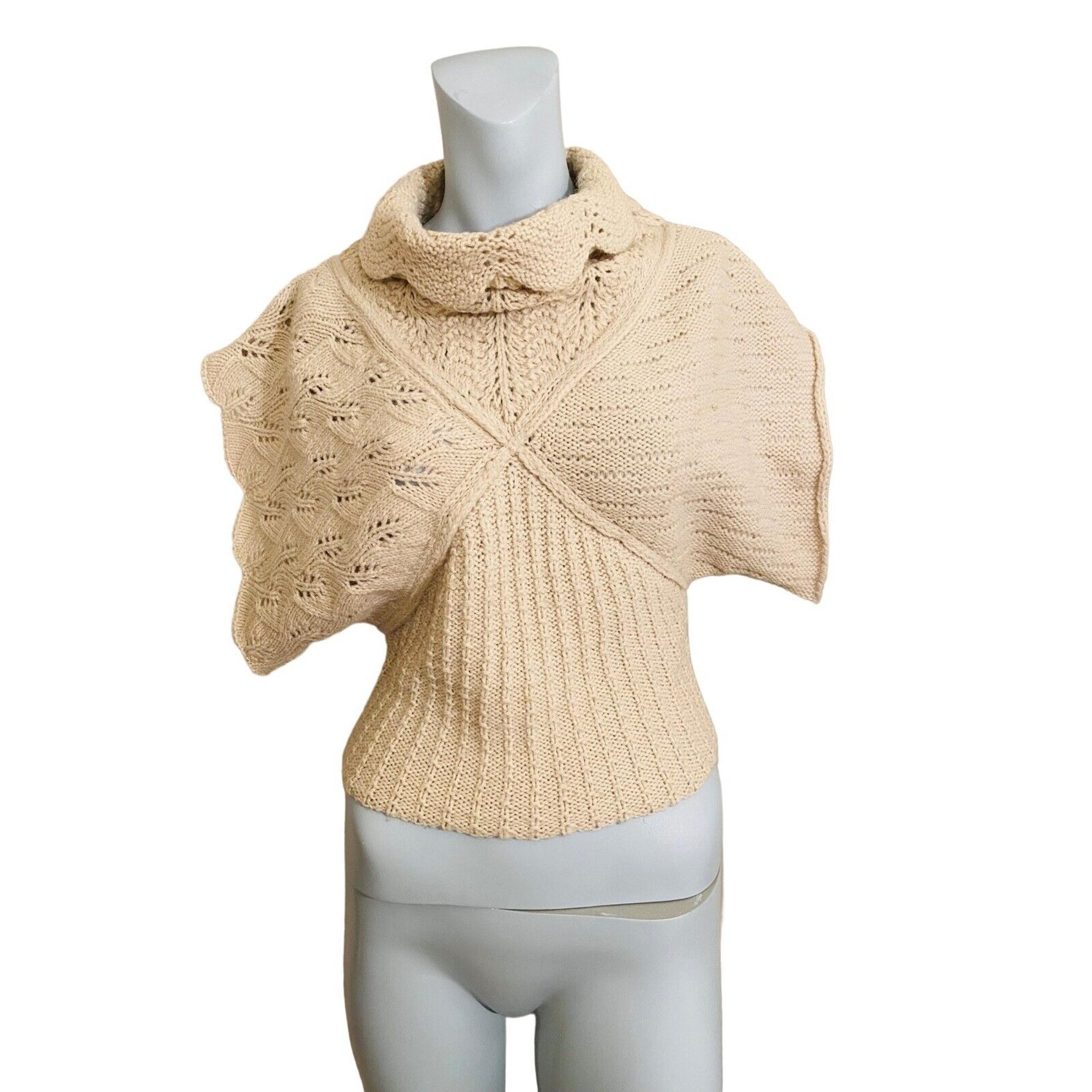 s/m Sleeping on Snow Beige short sleeve pullover sweater Alpaca Wool Acrylic