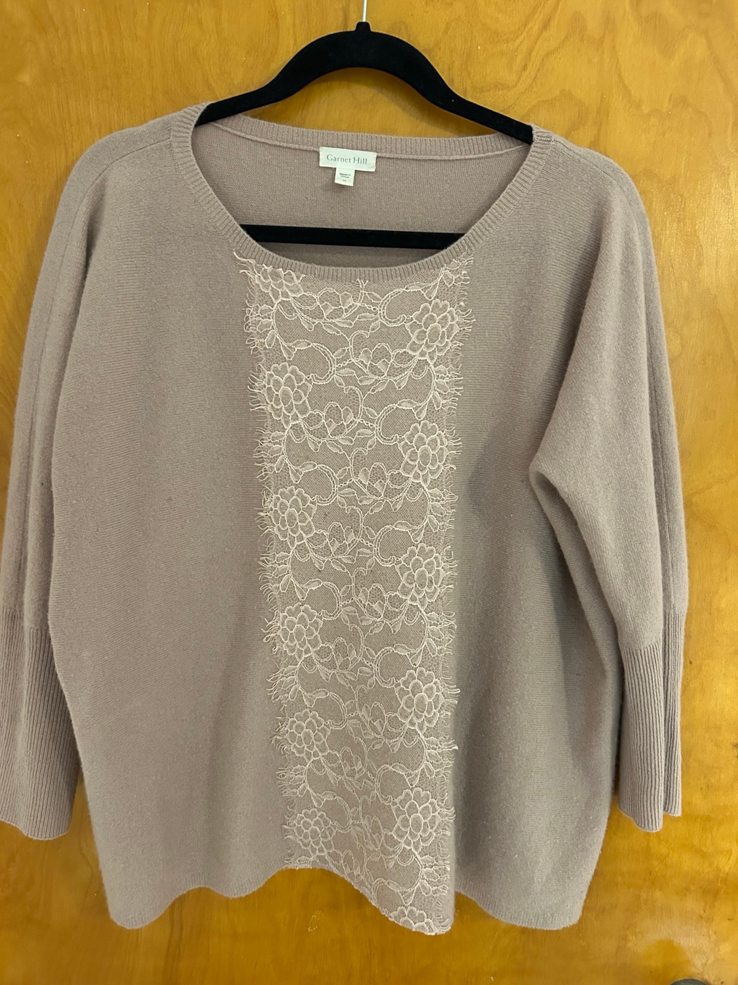 Garnet Hill Cashmere Sweater with Lace