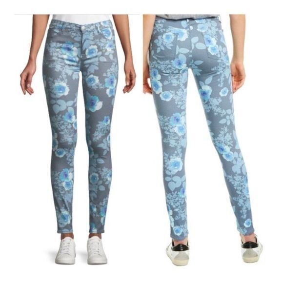 J BRAND Blue Floral Rain super skinny mid rise Jeans Size 29 NWT