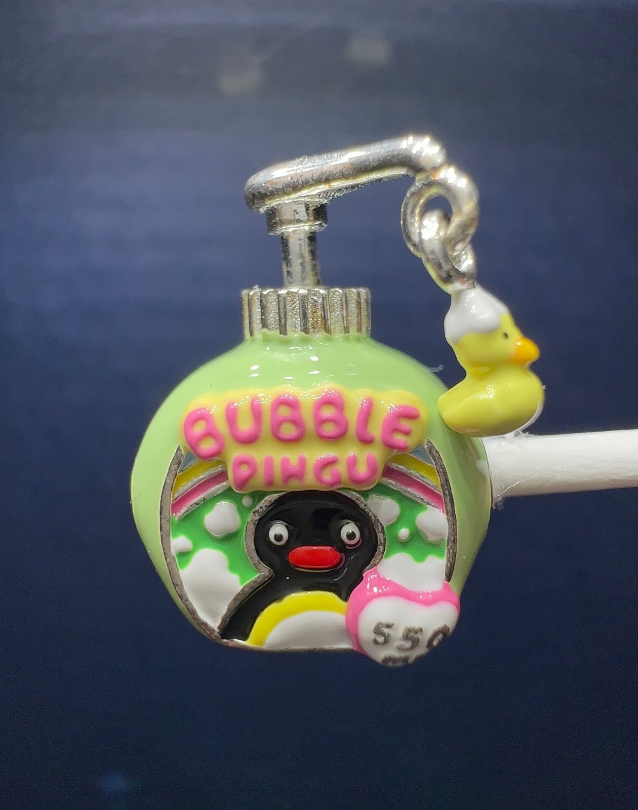 Handmade pingu pinga bubble bath soap bottle kawaii charm jewelry retro 90s y2k