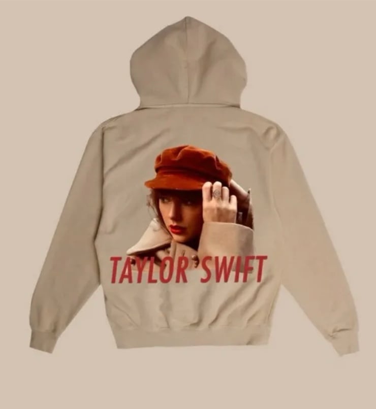 Taylor Swift Red Taylor's Version Album Cover Beige Hoodie Size Large