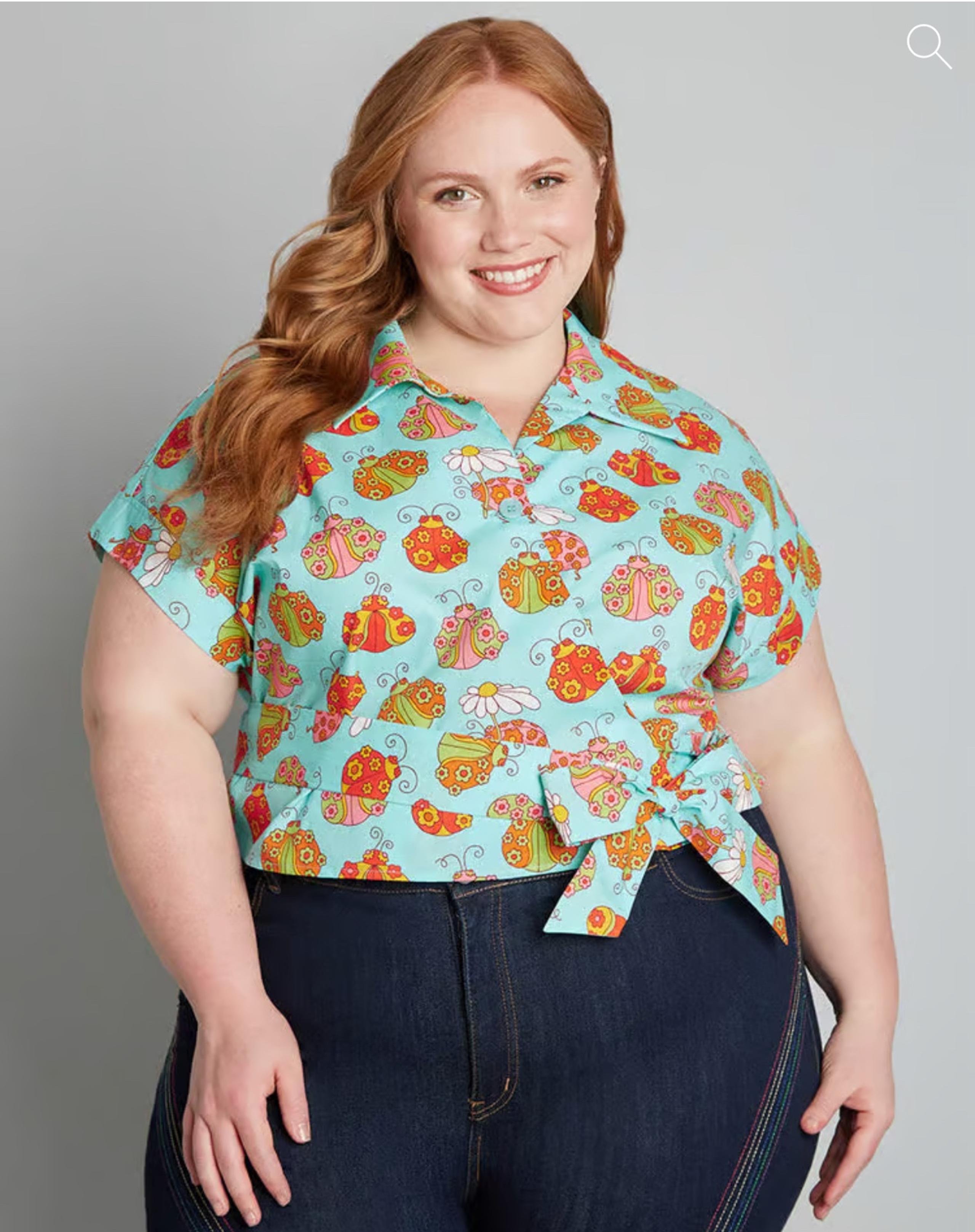 ModCloth Marisol Muro Ladybug Floral Wrap Top 1X.