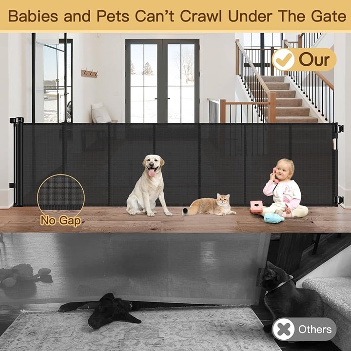 35 x 159 WideExtra Wide Retractable Baby Gate: Safety & Convenience [HEELALBABY]