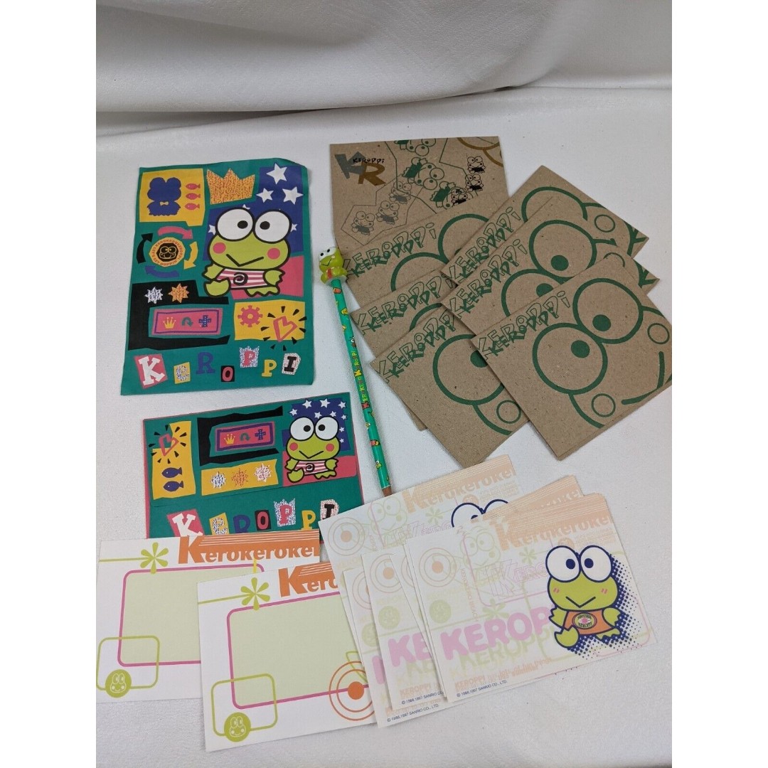 Vintage Sanrio KeroKero Keroppi Frog Lot Japanese Note Pencil Lot Stationery