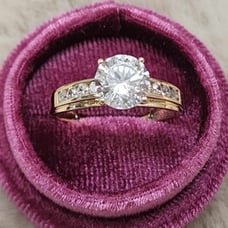 14K Solid Gold Solitaire Cut Ring Trellis Wedding Promise Engagement