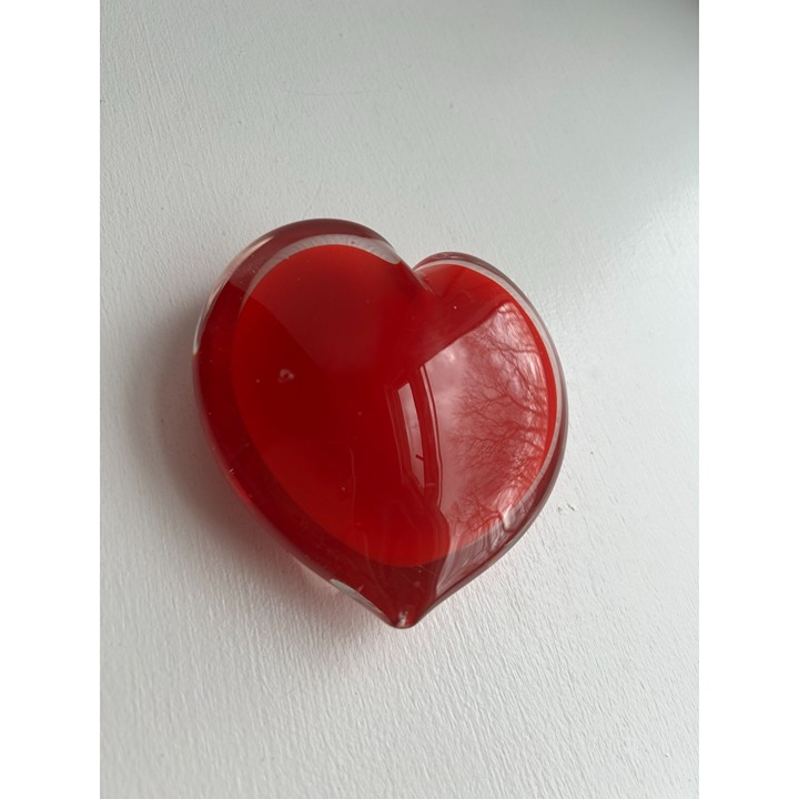 Hand Blown Art Glass Red Heart Paperweight