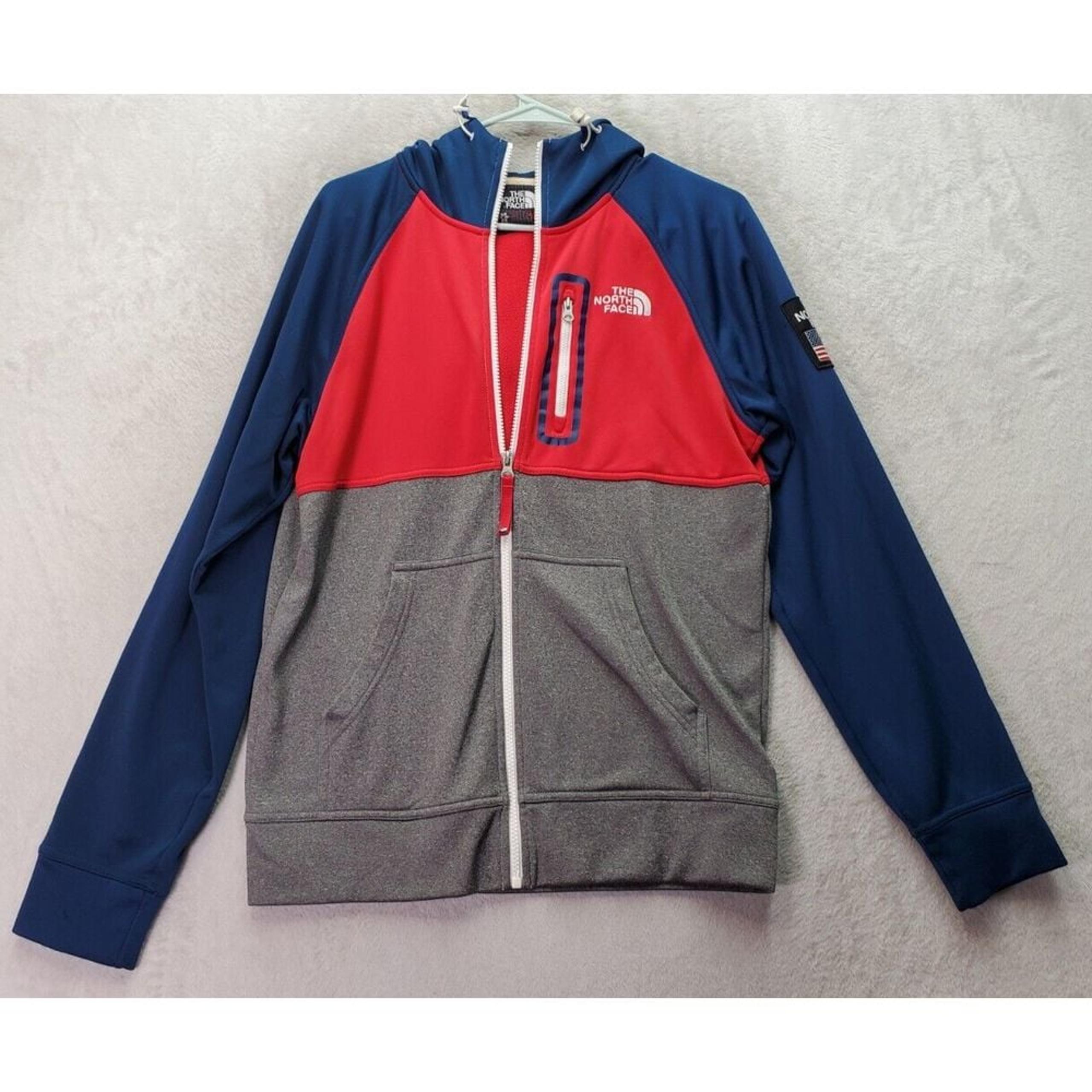 The North Face 2014 Winter Olympics Jacket Men Petite S Multi Hood Logo Full Zip