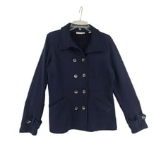 Coldwater Creek Women's Double Breasted Pea Coat Blue Size S
