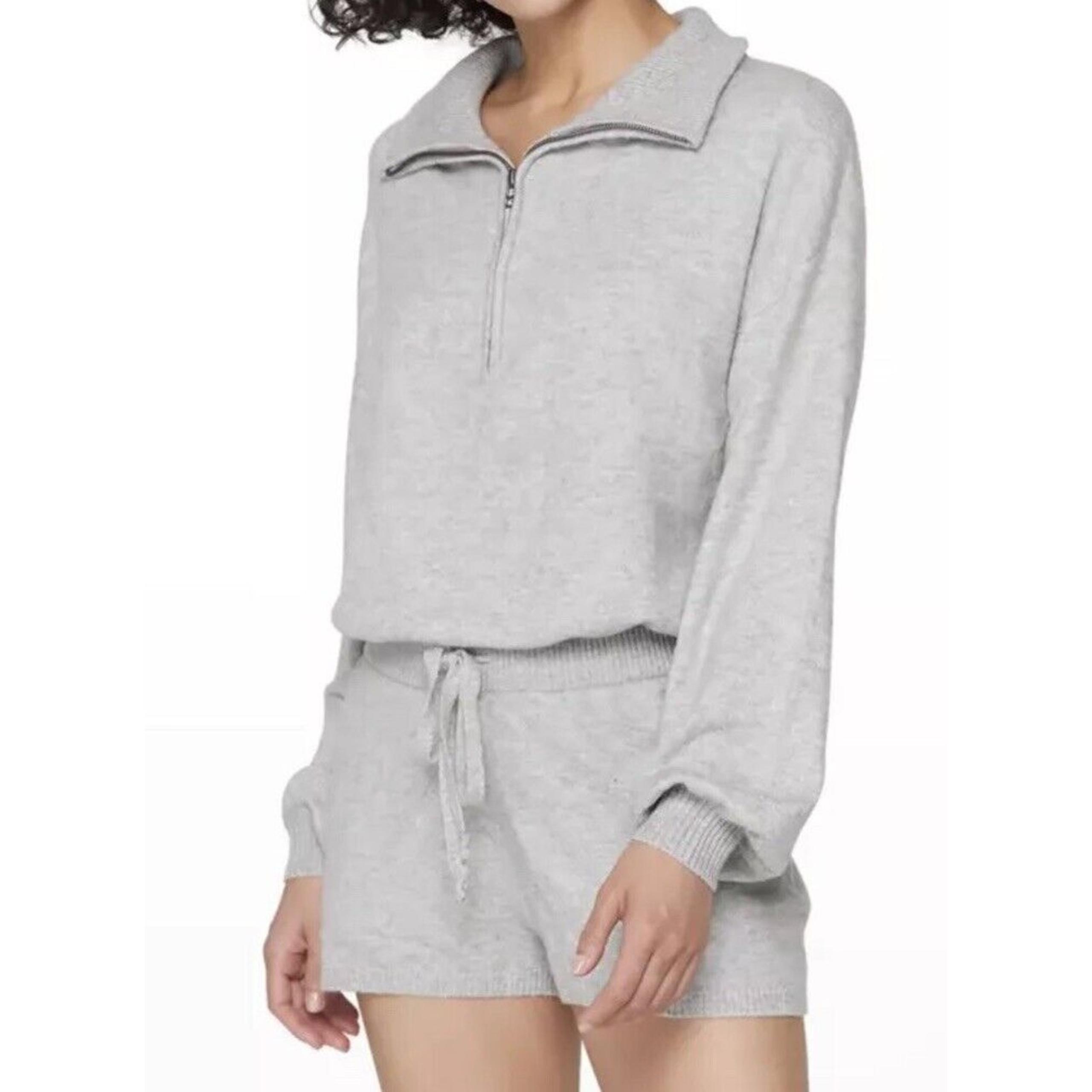 SPIRITUAL GANGSTER Women’s Perfect Lounge Funnel-Neck Blouson Romper Medium Grey