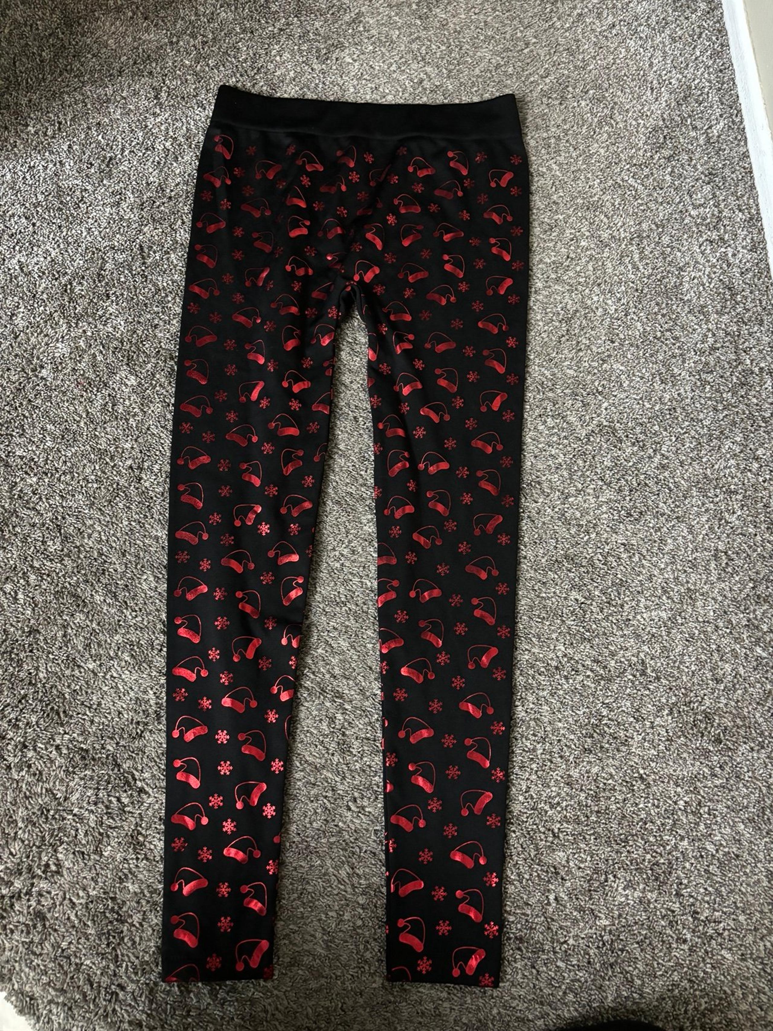 Women’s Christmas Santa hats leggings fleece Leggings Sz L/XL