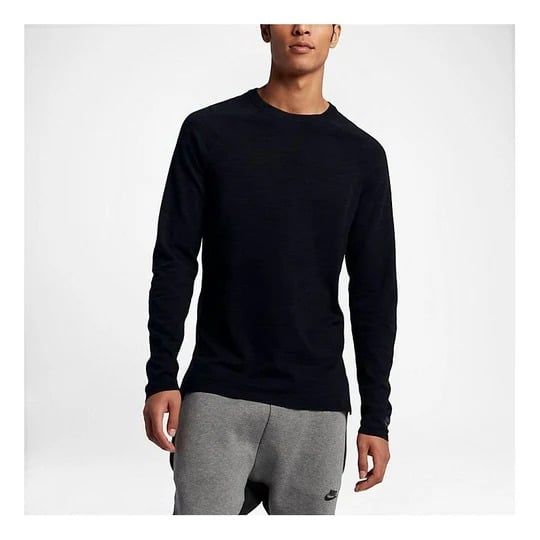 Nike Men's Black Long Sleeve Tech Knit Crew Neck Sportswear Pullover Sweater XXL