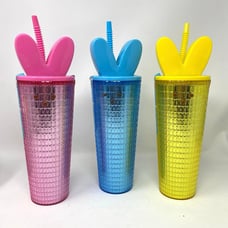 Complete set of PEEPs bunny double wall tumblers blue pink yellow 24 oz BPA free