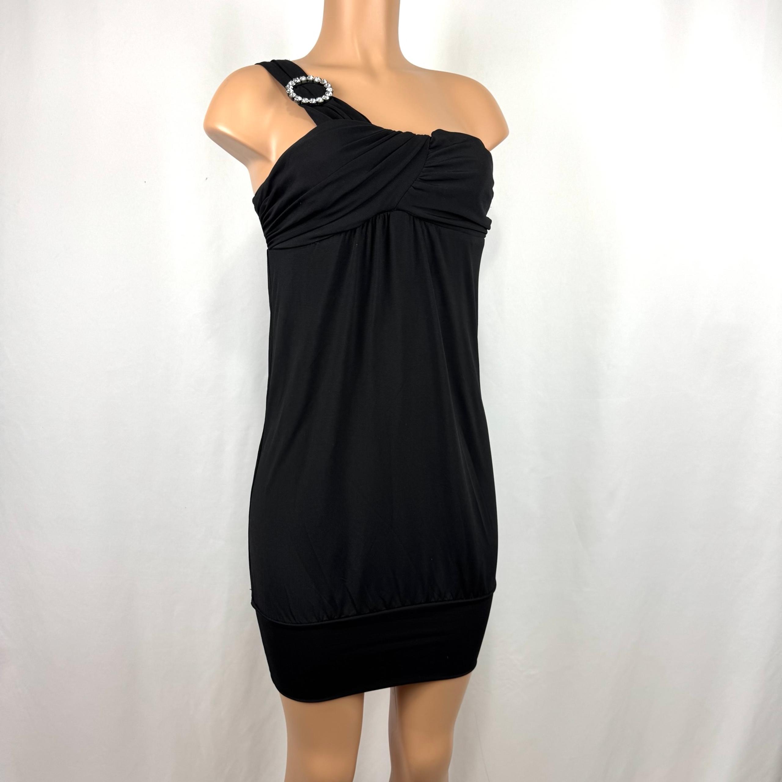 XOXO Black Mini Dress One Strap Tunic USA Sexy Y2K 90s 2000s Vintage Whimsical