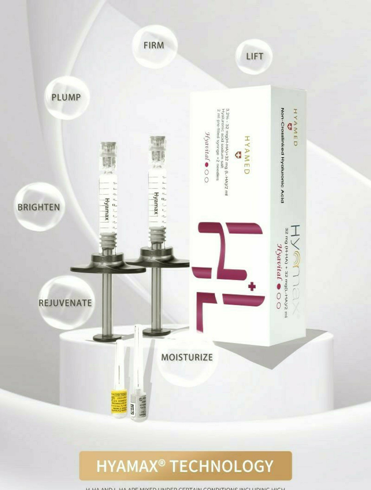 Skin Booster H+L. Hyaluronic Acids by Hyamed Labs Geneva Switzerland 2x2ml