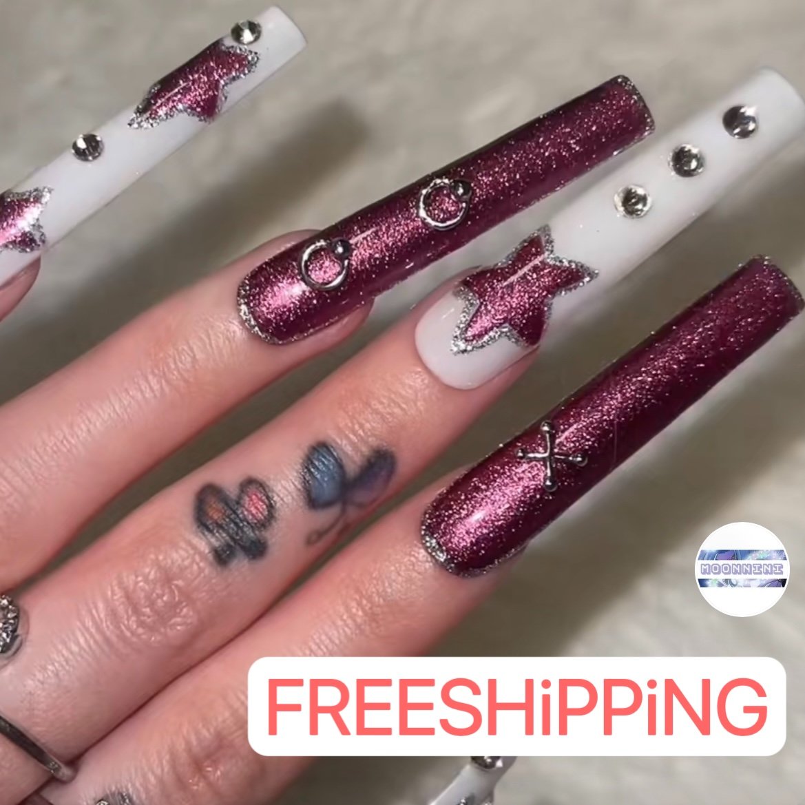 MOONNiNi handmade XL press on nails w/toolkit - N30
