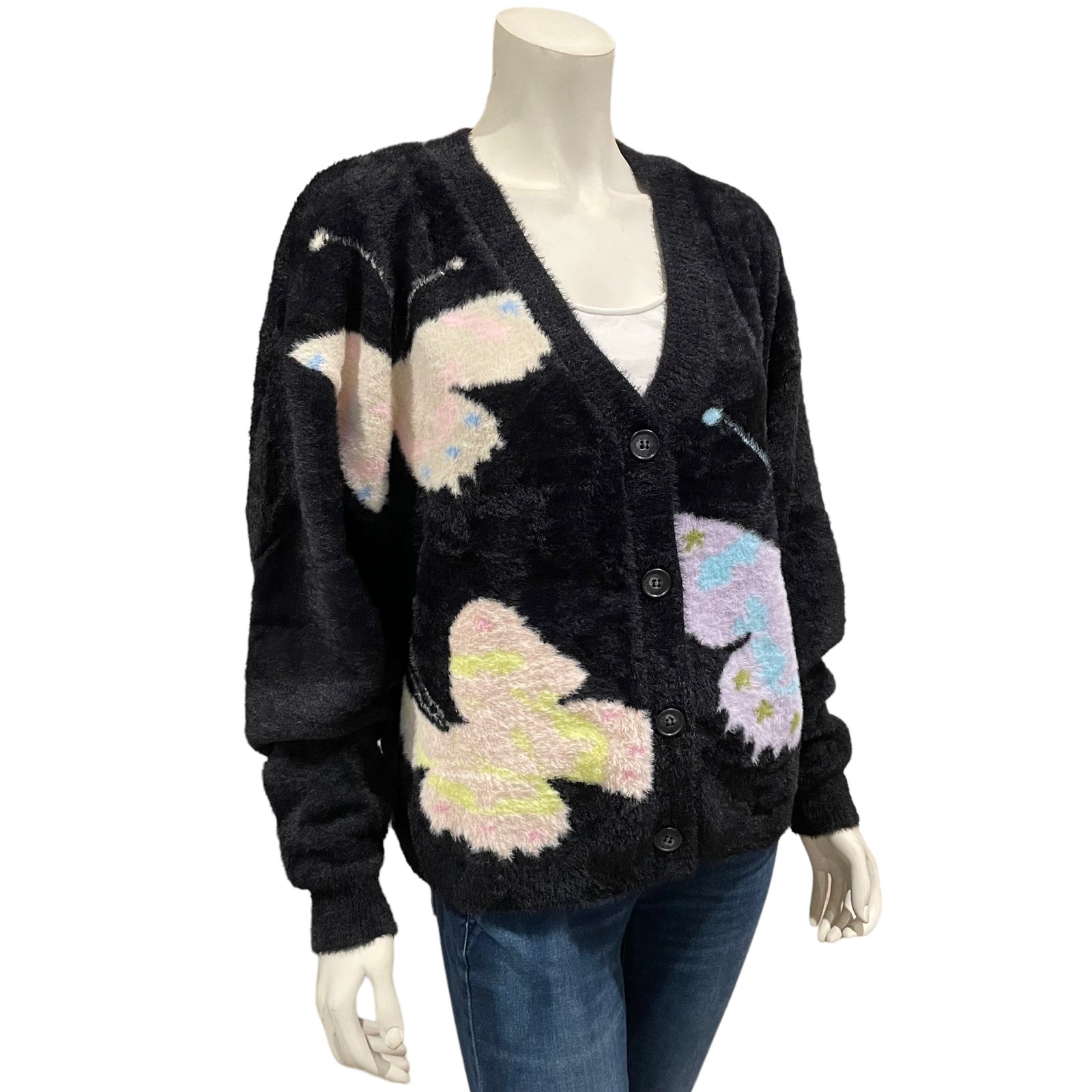 NEW Cynthia Rowley Butterfly Intarsia Cardigan Sweater