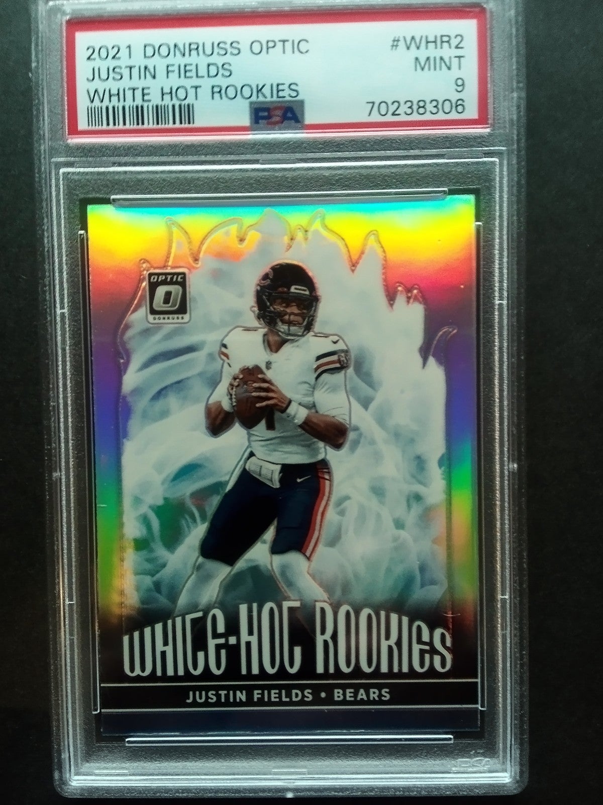 Justin Fields 2021 donruss optic football white hot rookies PSA 9 silver prizm