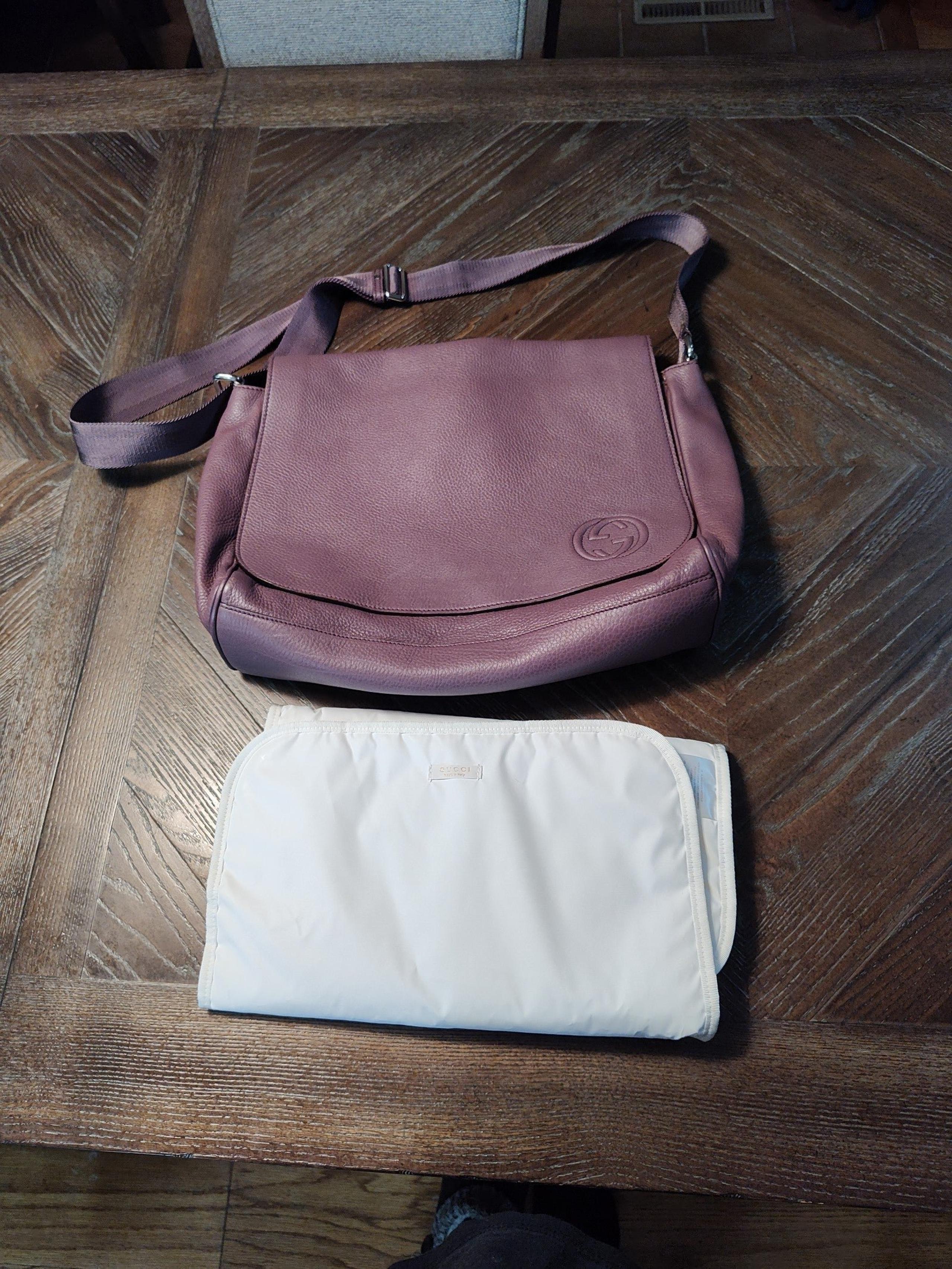 Leather Gucci Soho GG Diaper Bag and changing pad