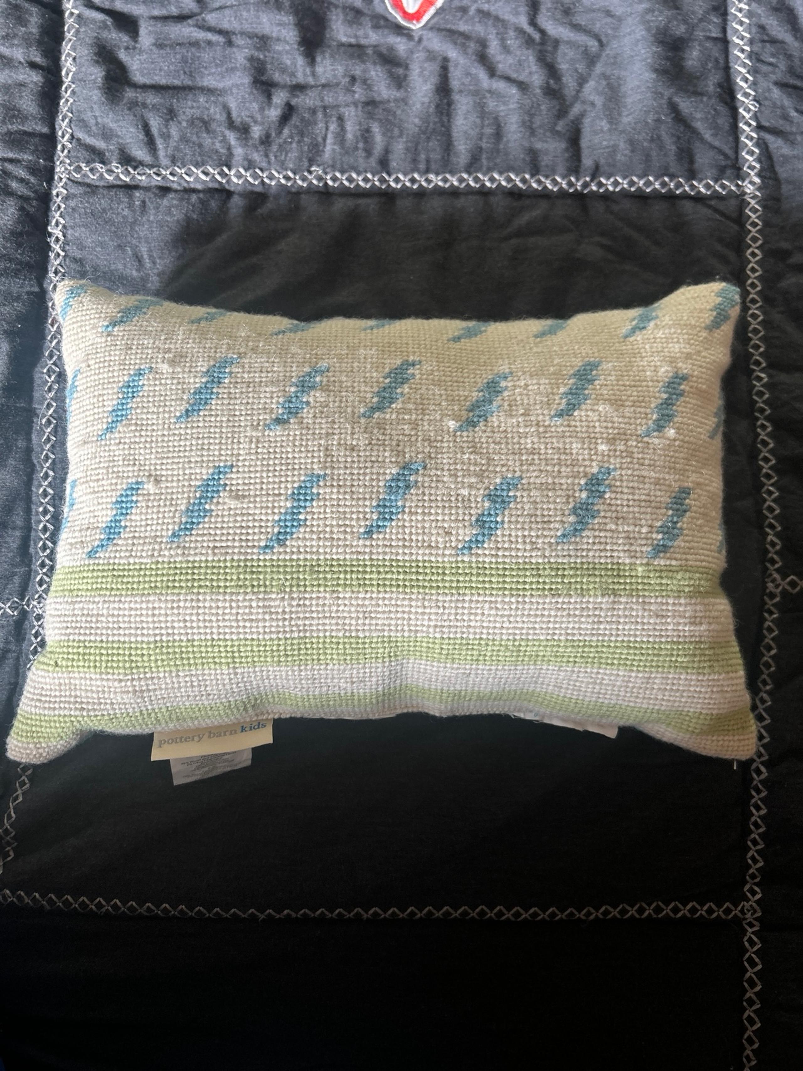 Pottery Barn Kids Lightning Bolt Needlepoint Pillow