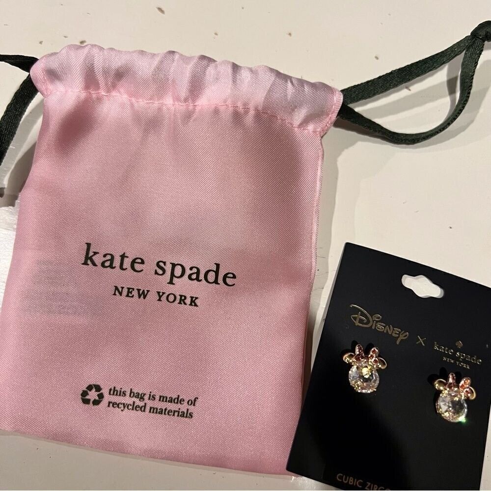 NWT Disney x Kate Spade Minnie Mouse Earrings Cubic Zirconia