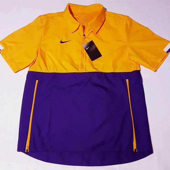 Nike CI4479-715 1/2 Zip Lightweight FOOTBALL Wind Jacket Men's Small GOLD/PURPLE