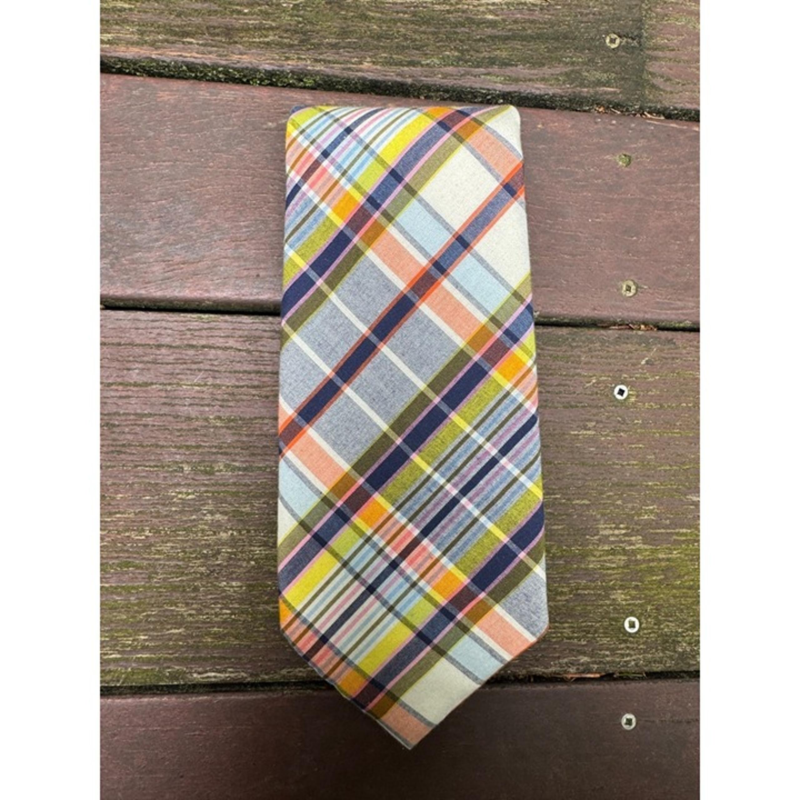 J.Crew Mens 100% Cotton Plaid Neck Tie 3.75" Wide NWOT
