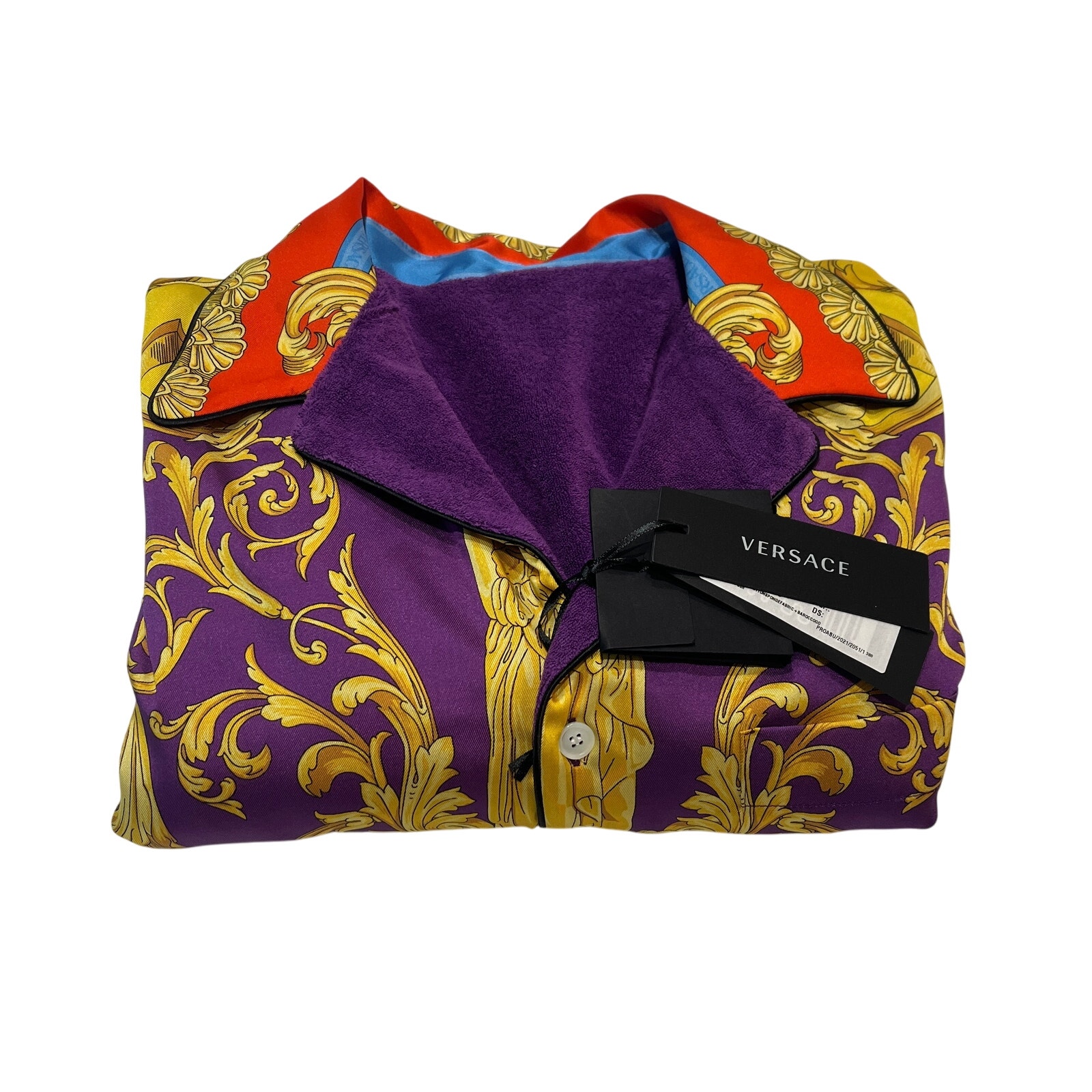 7-57 VERSACE Men's Reverse Top Baroque Gold Purple Size 48/ M
