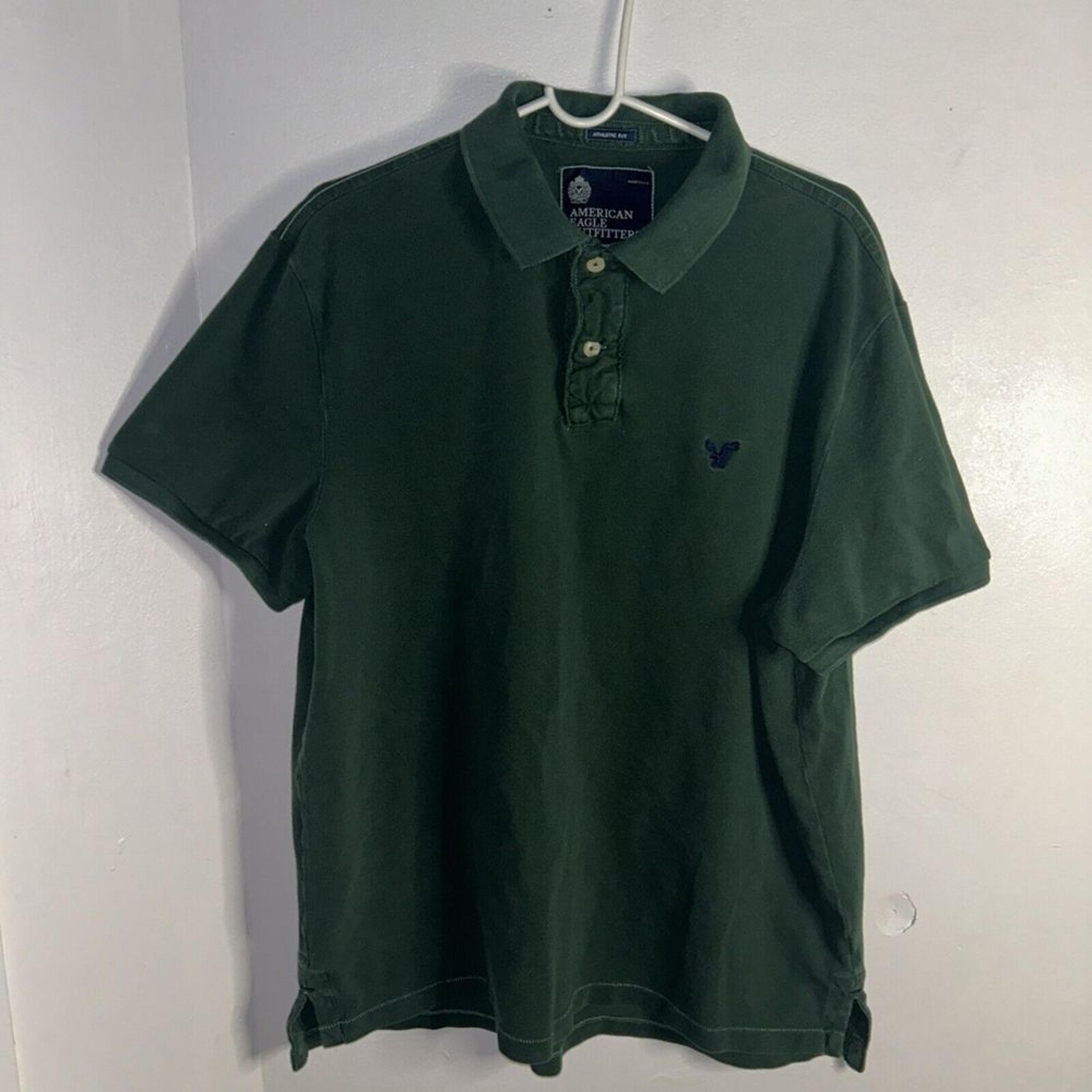 Vintage American Eagle Polo Shirt Mens 2XL Green athletic fit Short Sleeve Adult