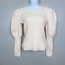 Jonathan Simkhai Mila Puff-Sleeve Crew Neck Sweater Size S