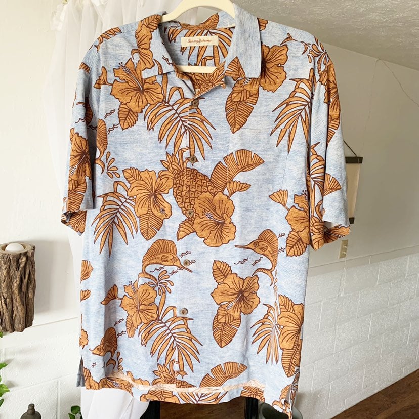 Tommy Bahama Silk Swordfish Hawaiian Shi