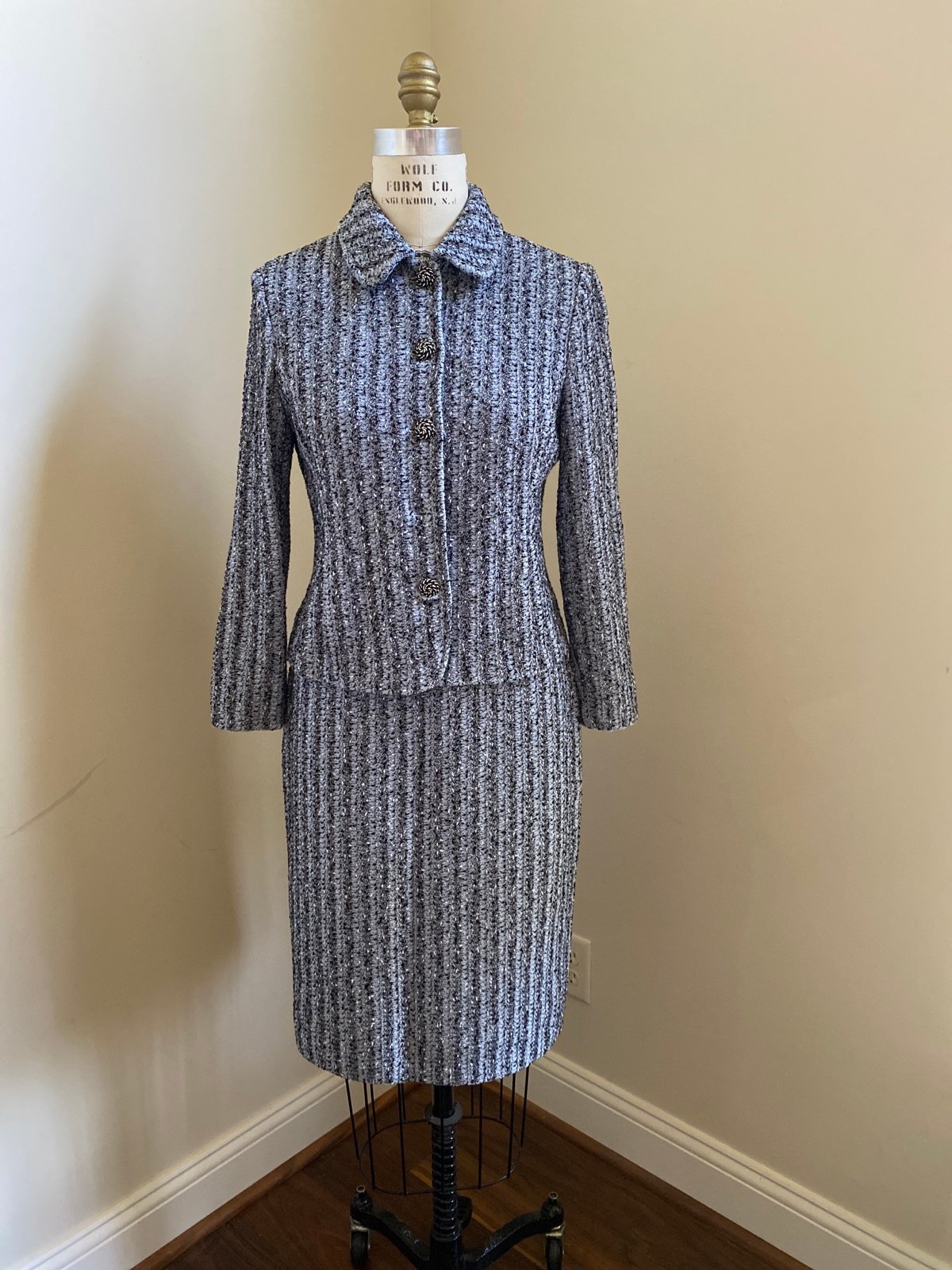 st john collection knit jacket and skirt set