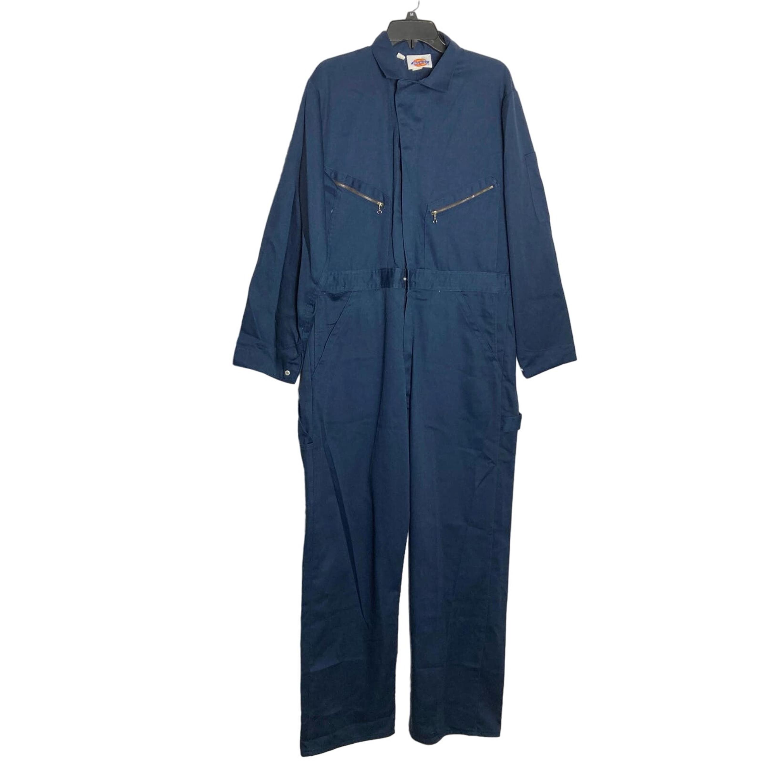 NWOT DICKIES Jumpsuit Men 42 Navy 11 Pockets Zip Up Snaps Uniform Cotton Poly